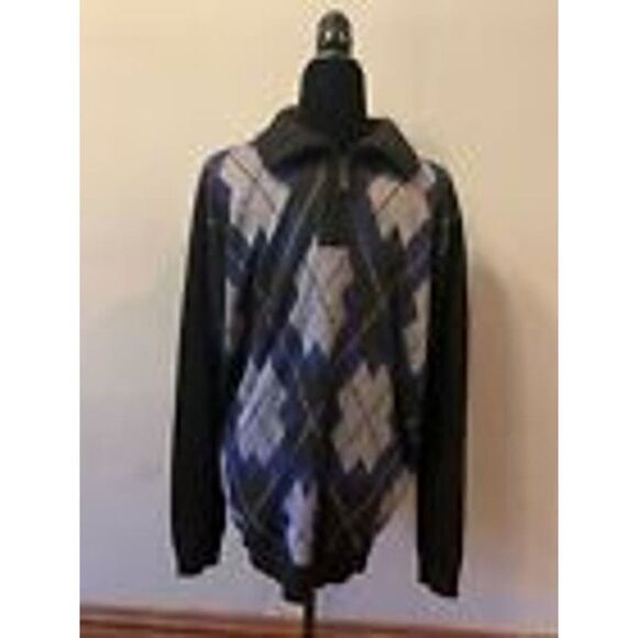 Marx & Dutch Sweater Adult Pattern Blue and Gray Men 1/4 zip - Size XXL - Picture 4 of 8